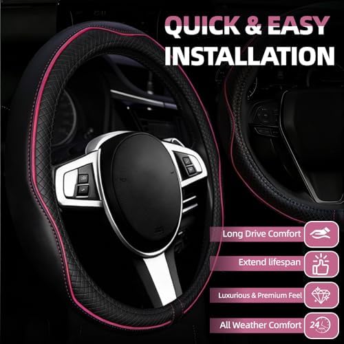 NBTEPEM 6 PCS Car Steering Wheel Cover Set, Microfiber Leather Steering Wheel - Image 2