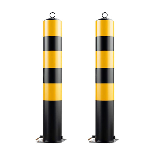 Steel Safety Bollard Post, with Lock Bollard Post Removable Security Posts, Parking Bollards, Parking Barriers Concrete, Powder Coat, for Parking Lot, Driveway and Sidewalk(Black (2pcs),50cm/19.7in)