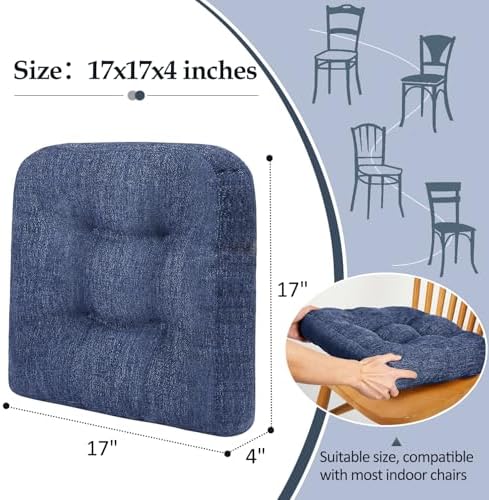 downluxe Chair Cushions for Dining Chairs 4 Pack, Tufted Indoor Chair Pads - Image 4