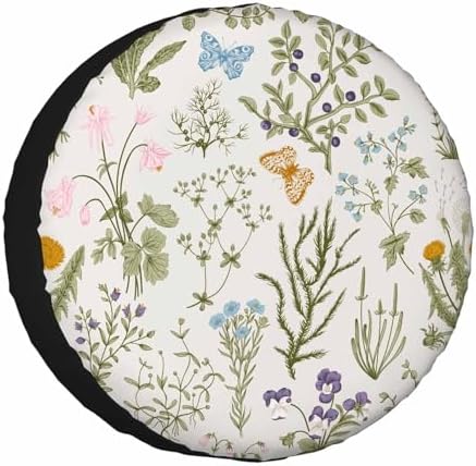 Vanilla Wildflowers Spare Tire Cover 17 inch Wheel Colorful Plants Protectors by NOMEDOGYIM