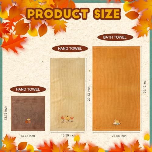 Peryiter 3 Pack Fall Pumpkin Decorative Bath Towel Set - Image 2