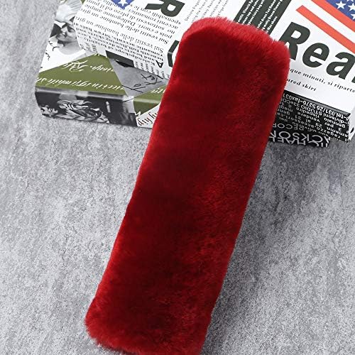 2 Pack Red Sheepskin Car Seat Belt Cover Pads | Soft Wool Seatbelt Cushions - Image 4