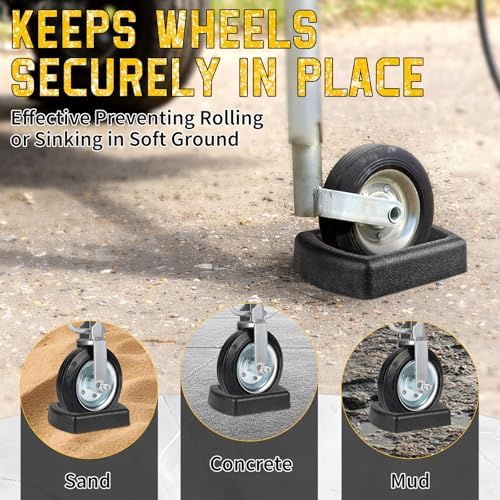 Rubber Wheel Dock for Trailer, Heavy Duty Jack Wheel Chock Stopper Fits 6" - Image 3