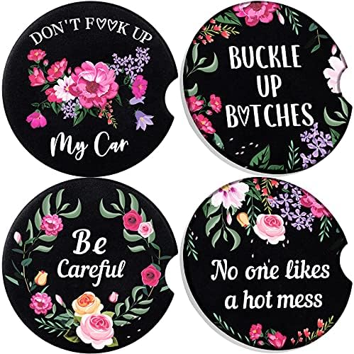 Boao 4 Pcs Floral Car Cupholder Coasters by Boao