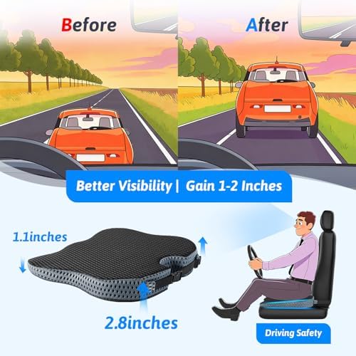 Wedge Car Seat Cushion for Driving for Better Visibility & Sciatica Relief - Image 3