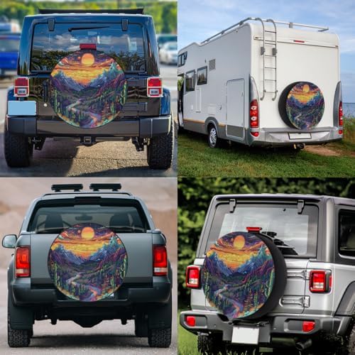 Rv Spare Tire Cover Wheel Mountain Colorful Moon Tire Covers Wheel Protectors - Image 6