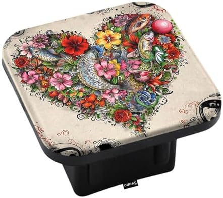 Swono Flower Heart Hitch Plug Cover Retro Blossom Floral Love Heart Sturdy by Swono