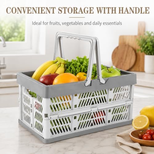 CYEAH 3 Pack Collapsible Shopping Baskets, 20L Foldable Plastic Storage Crates - Image 6