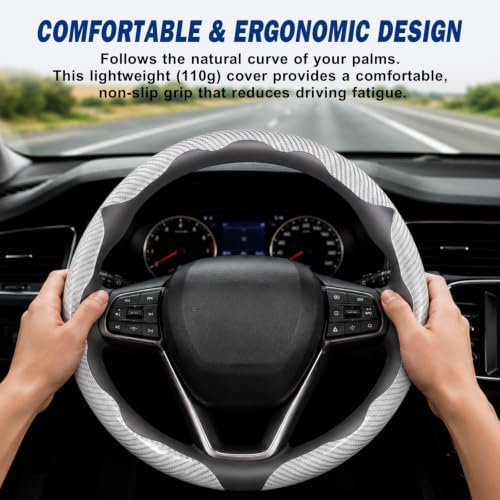 3pcs Universal Carbon Fiber Steering Wheel Cover, Anti-Slip & Segmented Design - Image 3