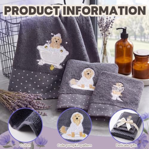 Peryiter 3 Pack Golden Retriever Decorative Bath Towel Set - Image 3