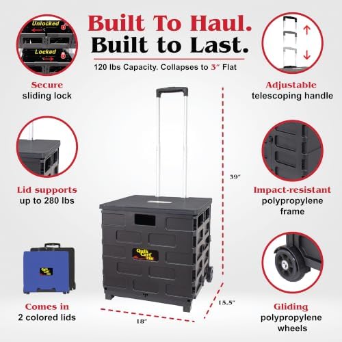dbest Products Quik Cart Pro Collapsible Rolling Crate on Wheels - Image 2