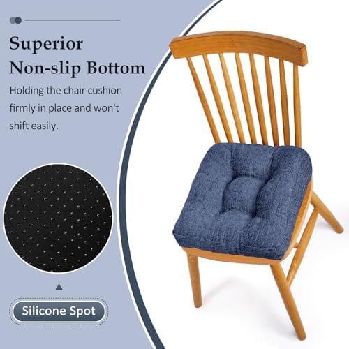 downluxe Chair Cushions for Dining Chairs 4 Pack, Tufted Indoor Chair Pads - Image 3