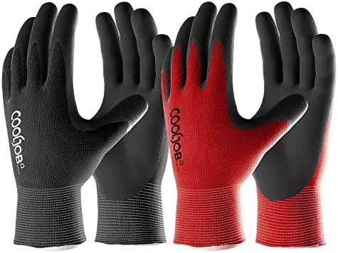 COOLJOB Gardening Gloves for Men, 6 Pairs Breathable Rubber Coated for Garden by COOLJOB