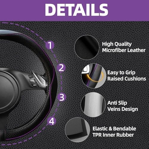 NBTEPEM 10 PCS Leather Car Seat Covers Front Seats Set, 14.5”-15'' Sporty - Image 3