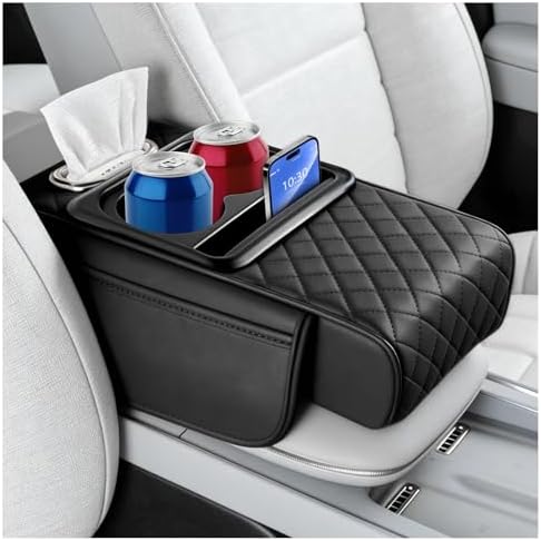 5-in-1 Car Center Console Cover, Leather Car Armrest Cover by Unknown