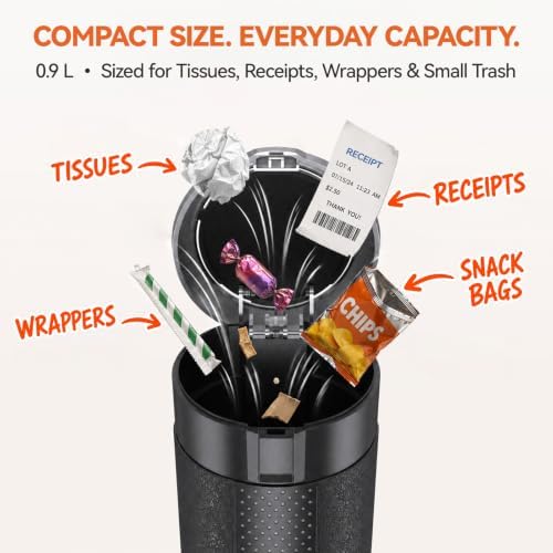 Car Trash Can with Lid, 2 Pack Mini Cup Holder Trash Can with 60 Bags, 900ML - Image 4