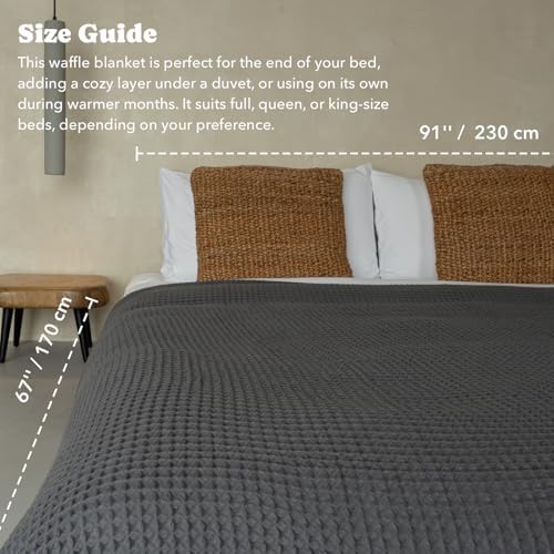 Luxury Organic Japanese Cotton Waffle Towelket Throw Blanket Bedspread - Image 5