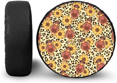 Thanksgiving Turkey Sunflower Spare Tire Cover PU Leather, Wheel Protection - Image 2