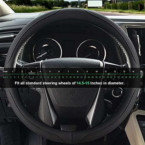 Car Steering Wheel Cover, 14.5-15 Inch Black Universal Microfiber Leather - Image 5