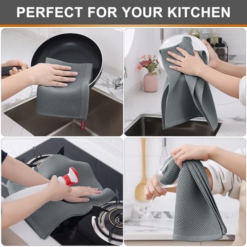 Kitinjoy 100% Cotton Waffle 4-Pack Kitchen Towels - Image 4
