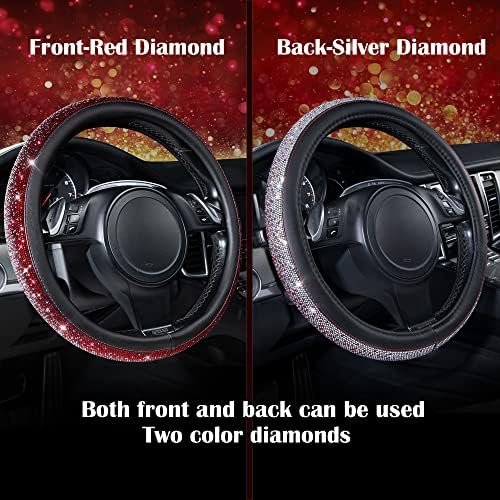 CAR PASS Bling Diamond Leather Steering Wheel Cover, Bling Sparkly Crystal - Image 6