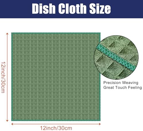 Homaxy Microfiber Waffle Weave Kitchen Dish Cloths, 6 Pack, Grass Green - Image 5
