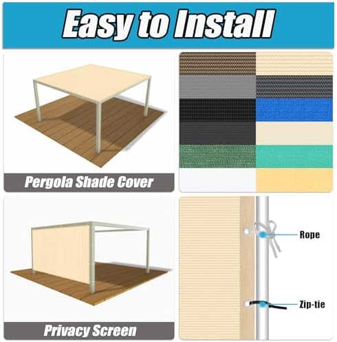 Amagenix 90% Pergola Shade Cover 12' X 18' Sun Shade Cloth - Image 4
