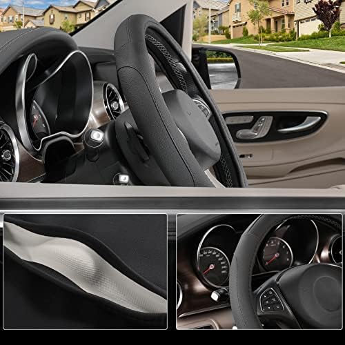 SEG Direct Black Microfiber Leather Auto Car Steering Wheel Cover 15 inch - Image 3