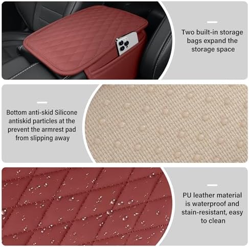 Amiss Car Center Console Cover, Upgraded Leather Car Armrest Cushion - Image 3