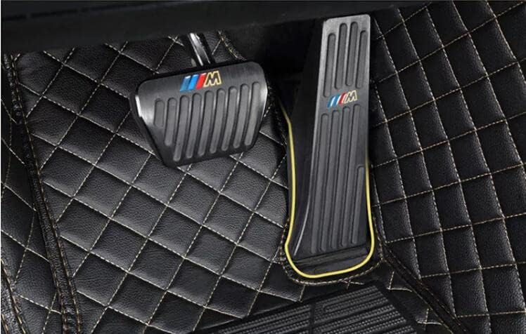 Custom All-Weather Protection Leather Car Floor Mats for Cars Sedan SUV Sports Car Waterproof Floor Mat (Black Gold)