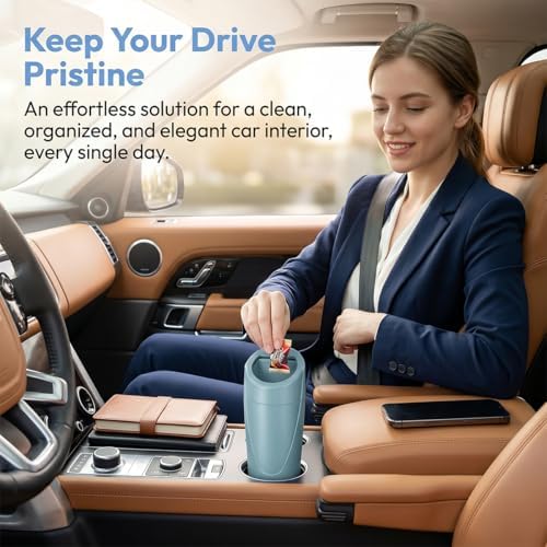 Car Trash Bin with Lid, Leak-Proof Portable Vehicle Cup Holder Garbage Can - Image 4