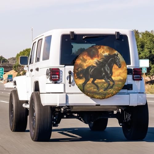 3D Horse Print Spare Tire Cover Dust-Proof Wheel Tire Cover Fit Trailer - Image 3