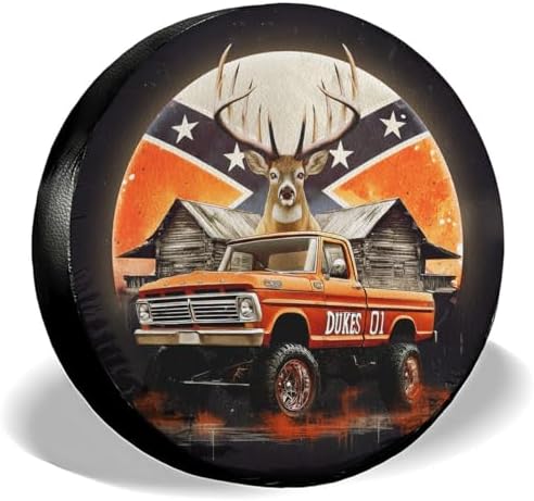 GENANY Deer Vintage Truck Thick PVC Leather Spare Tire Cover Size 15 by GENANY