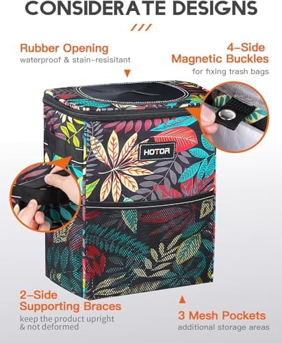HOTOR Car Trash Can, Leakproof Car Organizer, Autumn Leaves - Image 4