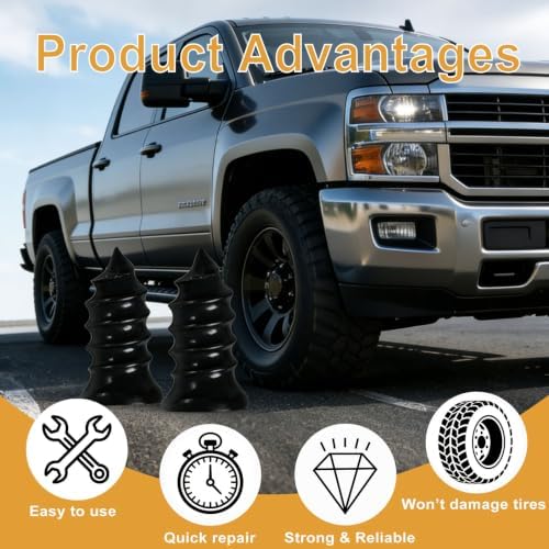 64 PCS Tire Repair Screws Rubber Nail Kit, 4 Sizes Screw in Tire Plugs - Image 6