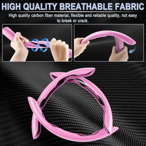Amiss 3pcs Carbon Fiber Anti-Skid Steering Wheel Cover, Waterproof & Segmented - Image 2