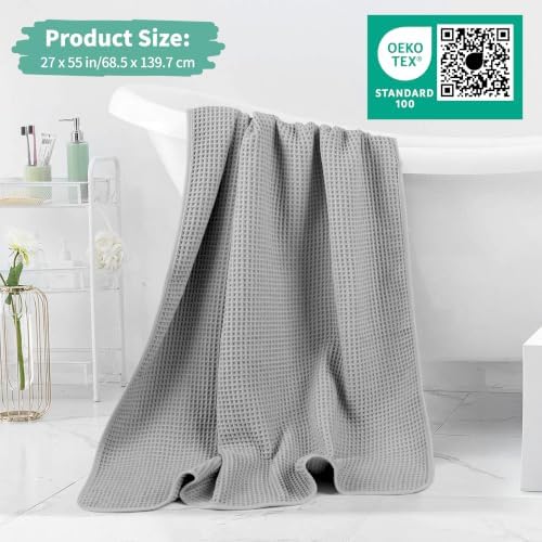 Microfiber Waffle Bath Towels, 4 Pieces, Fast Drying, Lint Free 430 GSM - Image 5