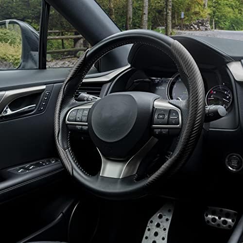 Amiss 2pcs Carbon Fiber Anti-Skid Steering Wheel Cover, Waterproof & Segmented - Image 6