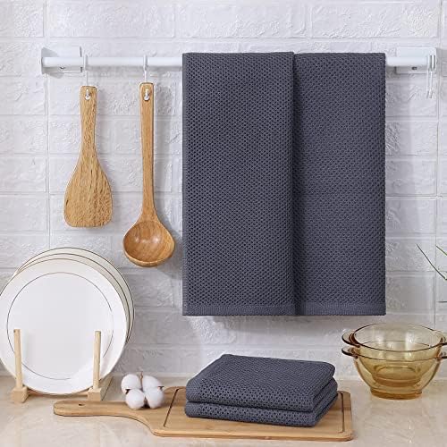 Kitinjoy 100% Cotton Waffle 8-Pack Kitchen Towels, Dark Grey - Image 6