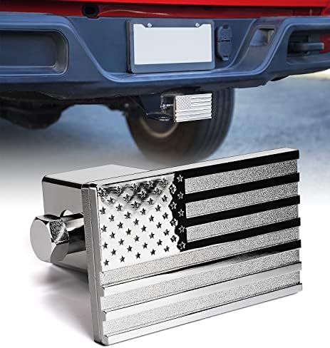 Xprite Aluminum 2" Trailer Tow Hitch Cover, Heavy Duty U.S. Flag Metal Emblem by Xprite