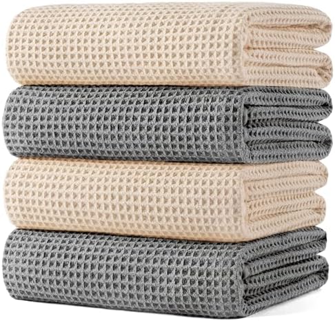 POLYTE 430 GSM Poly Blend Microfiber Quick Dry Waffle Bath Towel, 30x60 in by Polyte