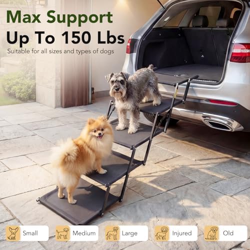 Dog Ramp for Car, Foldable Dog Stairs for Small Dogs, Not for Side Doors - Image 4