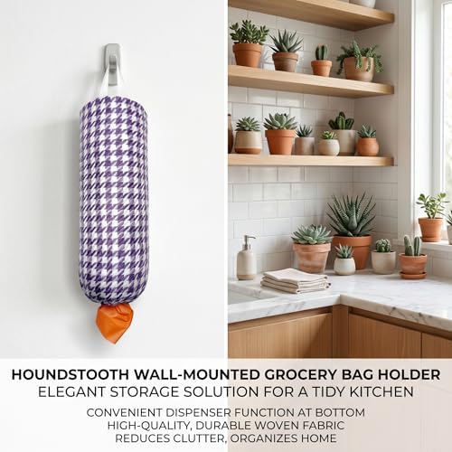 Plastic Bag Holder, Wall Mount Grocery Bag Dispenser, Yarn-dyed Houndstooth - Image 5