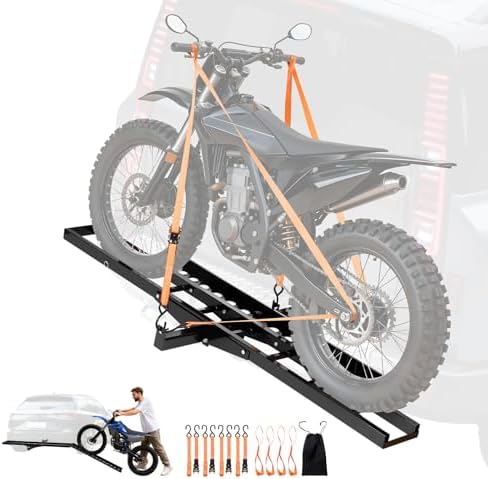 VEVOR Motorcycle Carrier, 500 lbs Capacity, Heavy Duty Steel Hitch Mount Rack by VEVOR