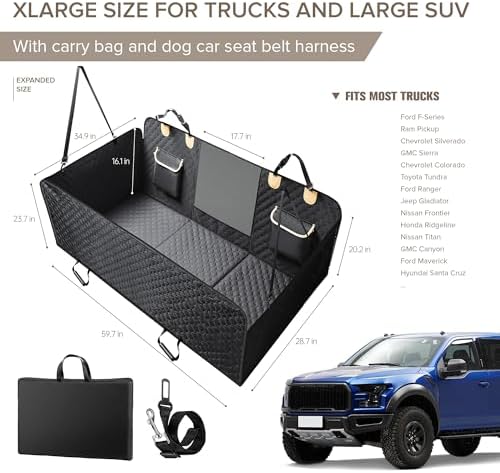 XL Truck Back Seat Extender for Dogs, Dog Car Seat Cover for Back Seat - Image 6