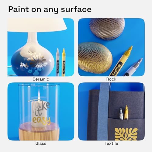ARTISTRO Gold & Silver Acrylic Paint Markers - 3mm Medium-Tip - Set of 2 - Image 2
