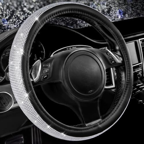 CAR PASS Bling Diamond Leather Steering Wheel Cover, by CARPASS