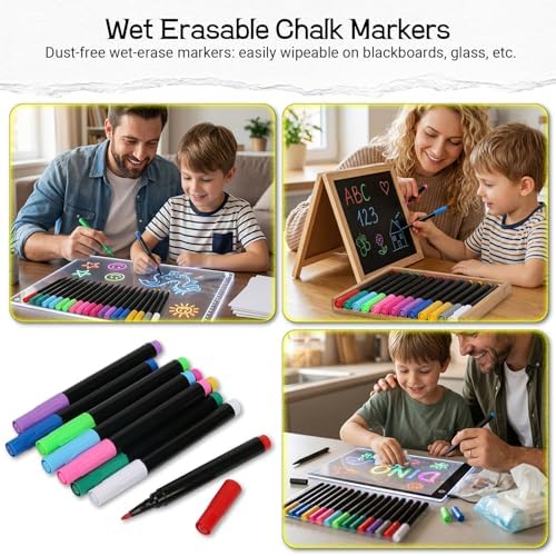24 PCS Yellow Liquid Chalk Markers Wet or Dry Erase Fine Tip Neon Pens - Image 4