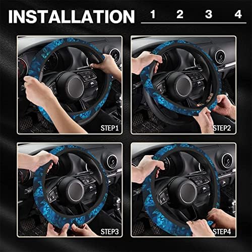 Watercolor Blue Sea Turtle Car Steering Wheel Cover Universal Fit 15 inch - Image 6