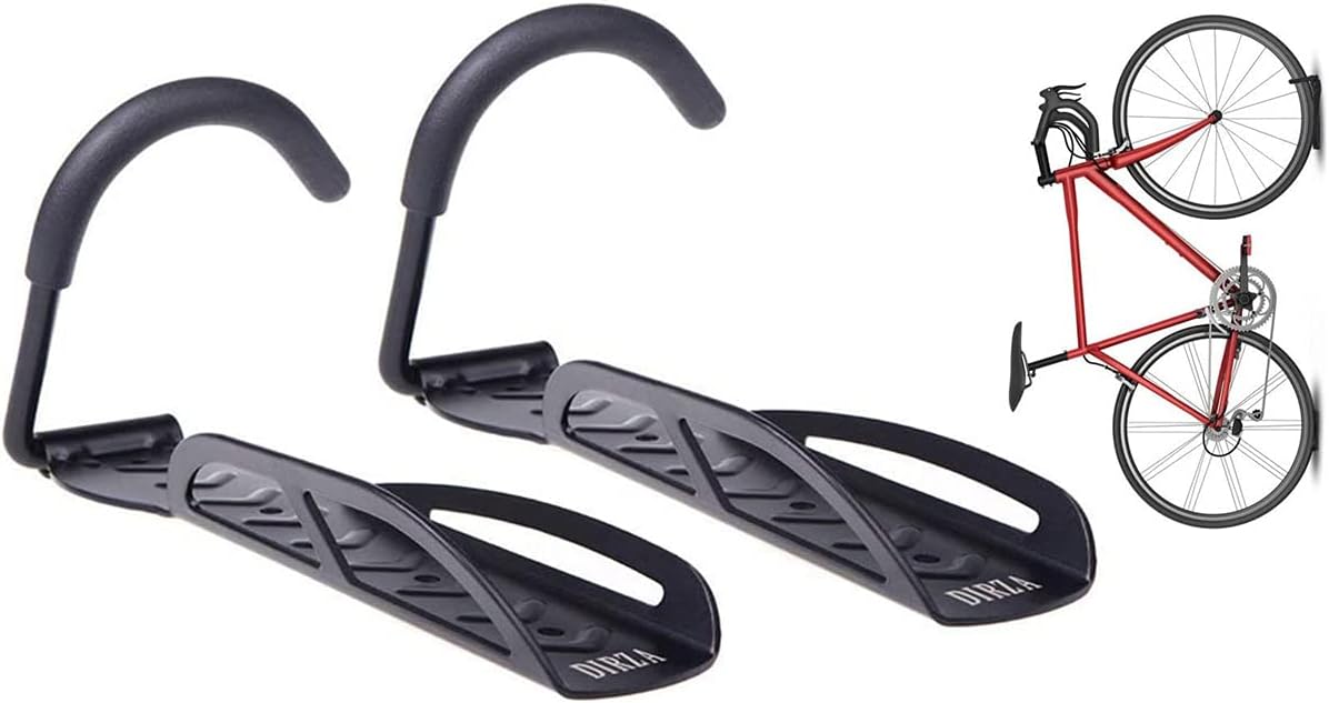 Dirza Bike Rack Garage Wall Mount Bike Hanger Bike Hooks Bike Storage Bicycle Vertical System for Garage Indoor Shed - Easily Hang/Detach - Holds up to 65 lb with Screws Black